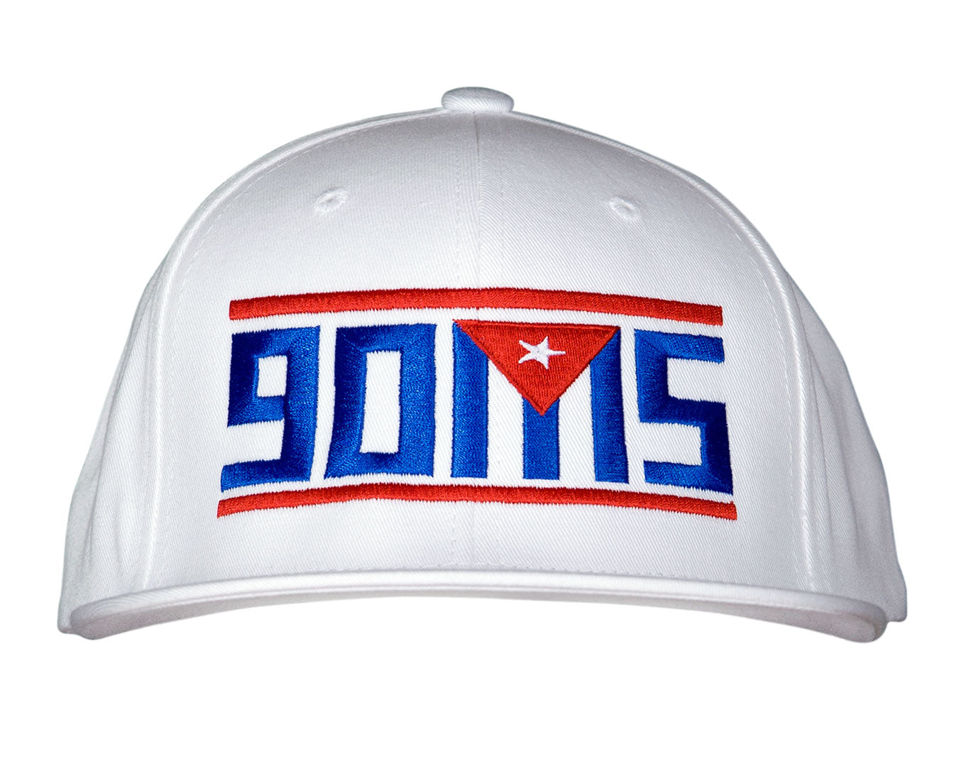 White Pro baseball on-field shape cap with embroidered 90MS graphic