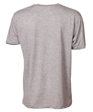 Back view of grey short sleeve tee shirt