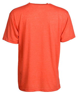 Back view of short sleeve heather orange tee shirt