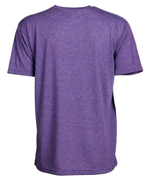 Back view of short sleeve heather purple tee shirt