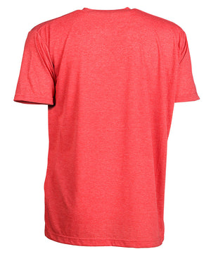 Back view of short sleeve heather red tee shirt