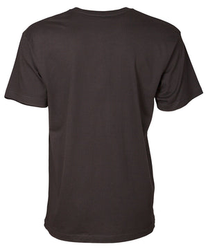 Back view of men's black short sleeve shirt