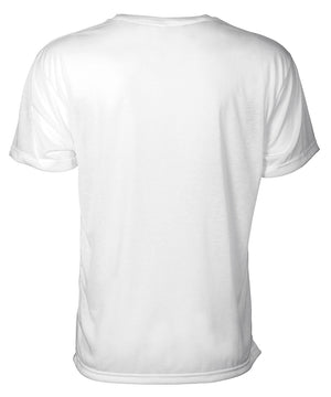 Back view of white short sleeve tee shirt